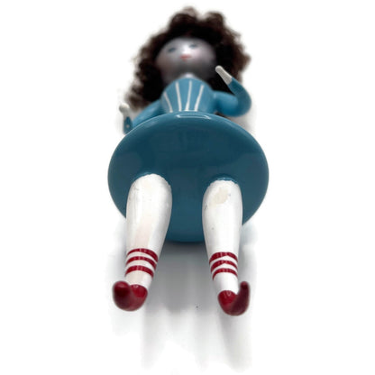 Soffieria De Carlini Maid White Blue Outfit Glass Italian Christmas Ornament