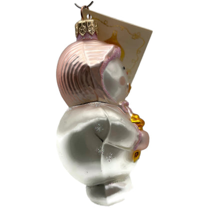 Patricia Breen Snowbaby Pink Gold White Snowman Christmas Tree Ornament