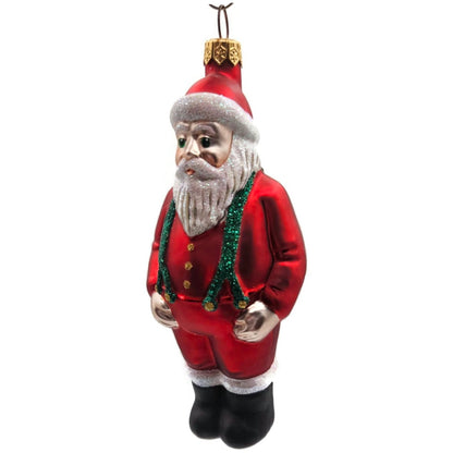 Patricia Breen Workshop Santa Red Green Glittered Suspenders Christmas Ornament