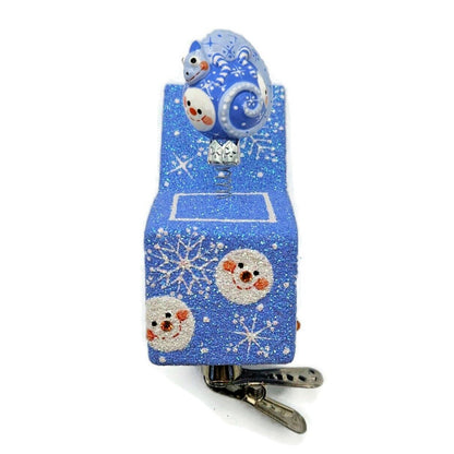 Patricia Breen Pop Goes the Chameleon Snow Faces Clip On Christmas Ornament 2782