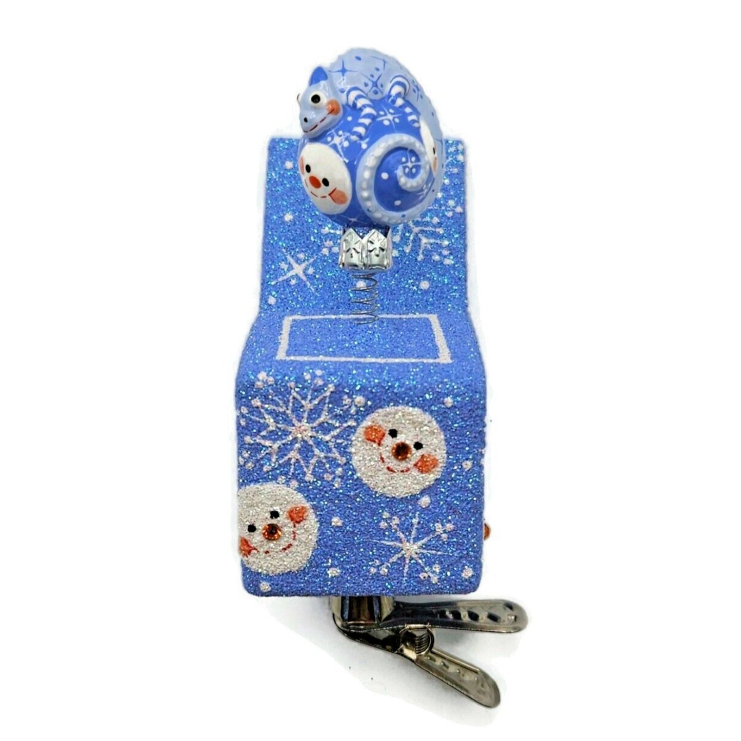 Patricia Breen Pop Goes the Chameleon Snow Faces Clip On Christmas Ornament