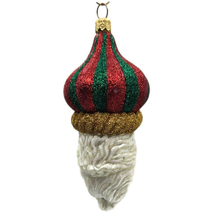 Patricia Breen Carnival Noel Red Green Santa Claus Head Christmas Tree Ornament