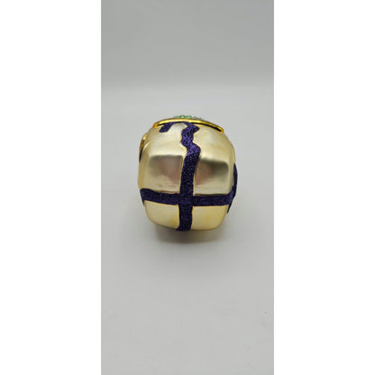 Patricia Breen Mmmonster Present Purple Gold Green Christmas Tree Ornament