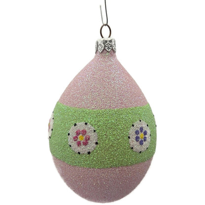 Patricia Breen Easter Egg Green Thick Stripe Floral Easter Christmas Ornament