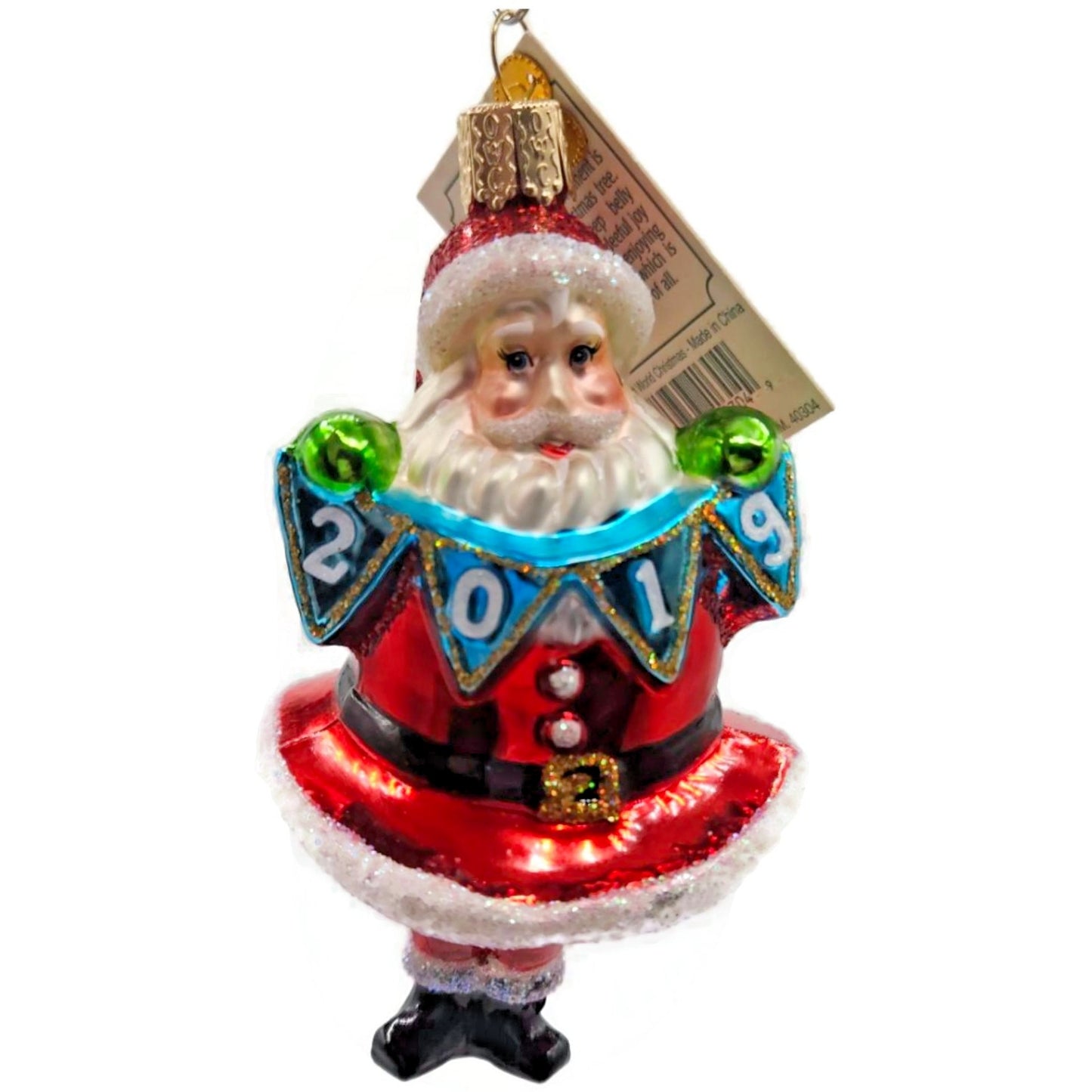 OWC 2019 Jolly Santa Ornament Blown Glass Old World Christmas Holiday Tree Decor