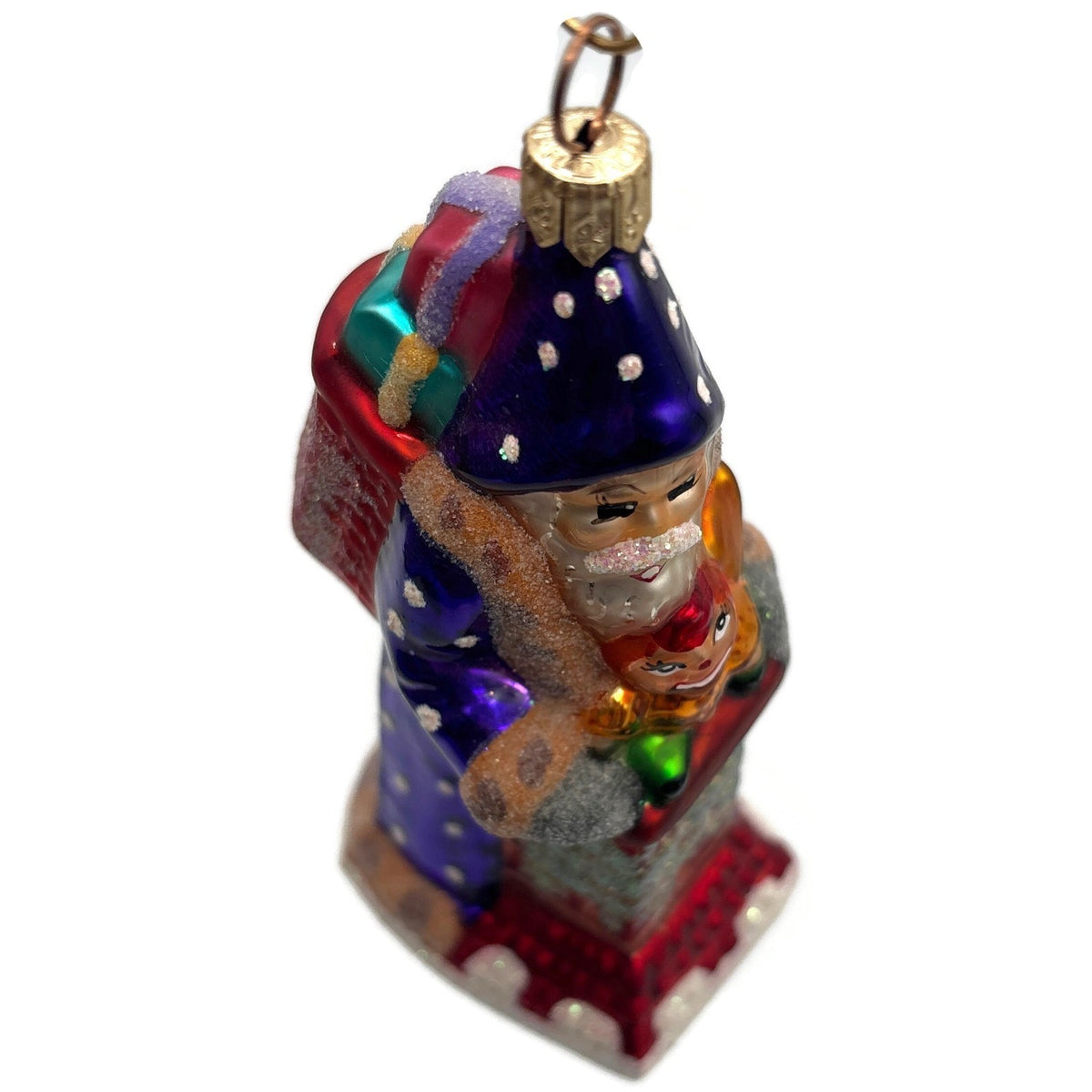 Christopher Radko Chimney Sweets Santa Snow Glass Christmas Ornament 98-186-0