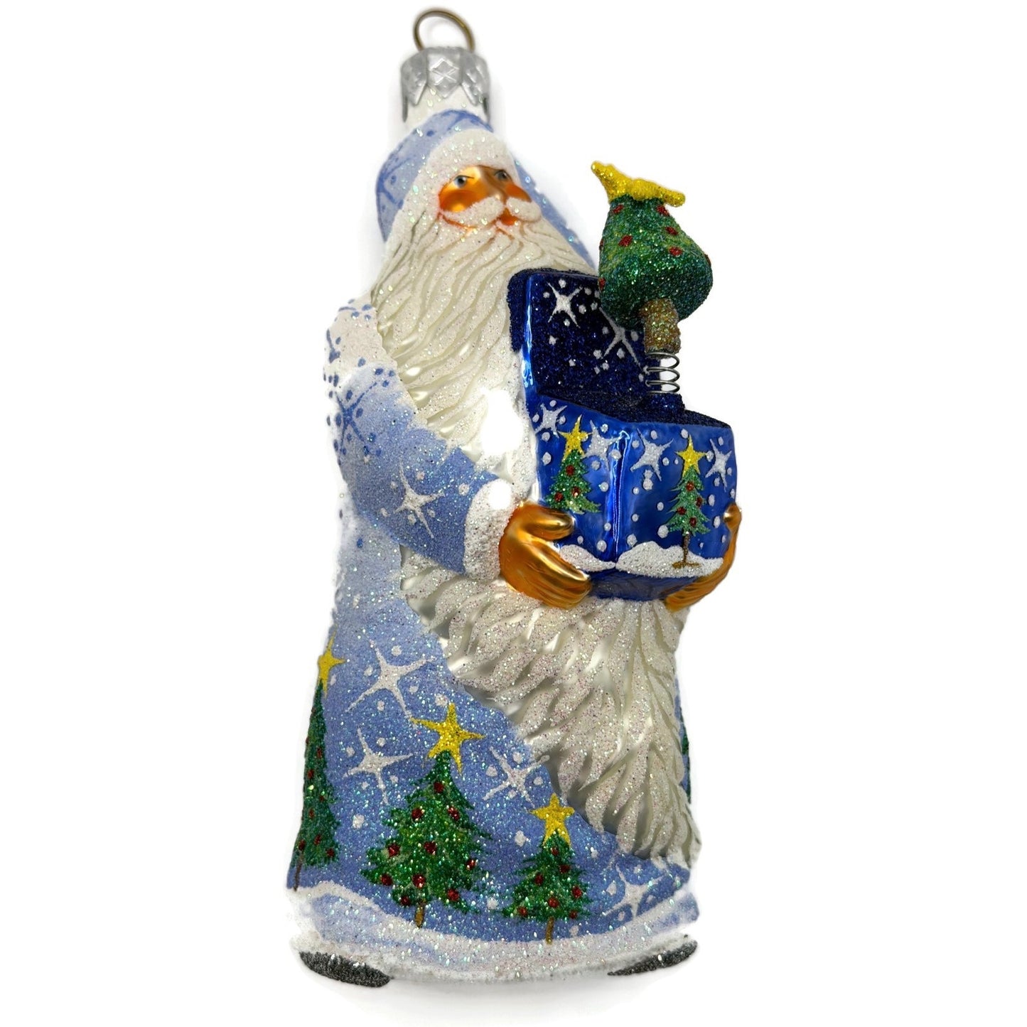 Patricia Breen Jack In The Box Santa Blue Snowflakes Christmas Tree Ornament NM