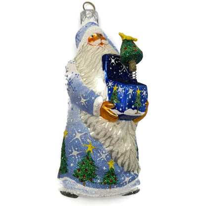 Patricia Breen Jack In The Box Santa Blue Snowflakes Christmas Tree Ornament NM