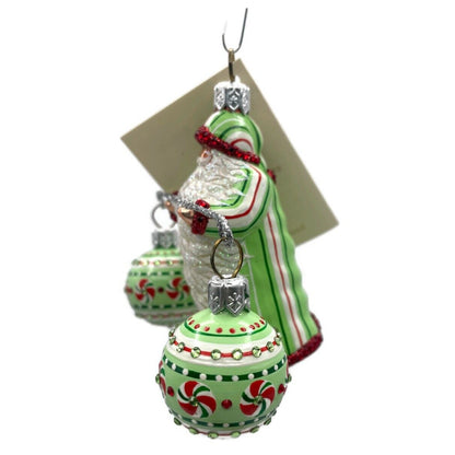 Patricia Breen Balance Peppermints Striped Santa Claus Christmas Tree Ornament