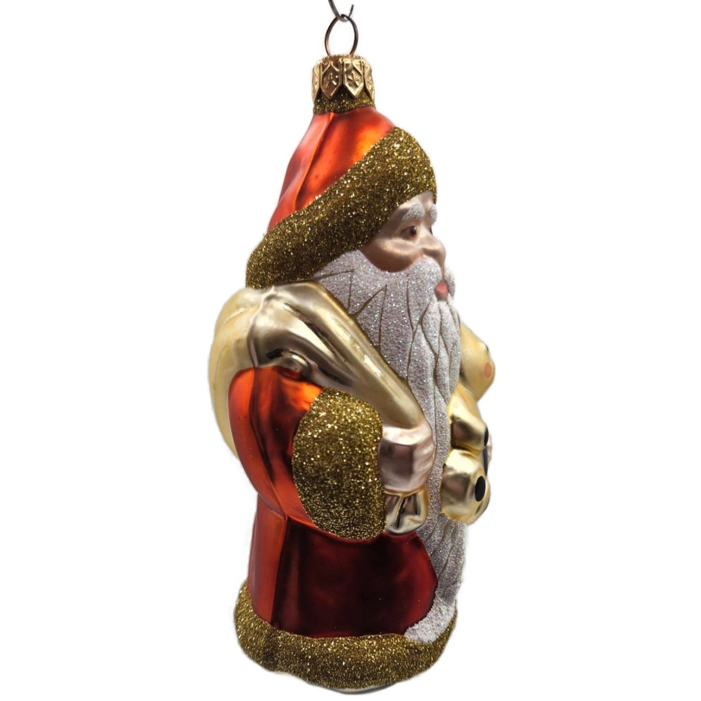 Patricia Breen Santa Claus and Teddy Orange Gold Christmas Tree Ornament Full