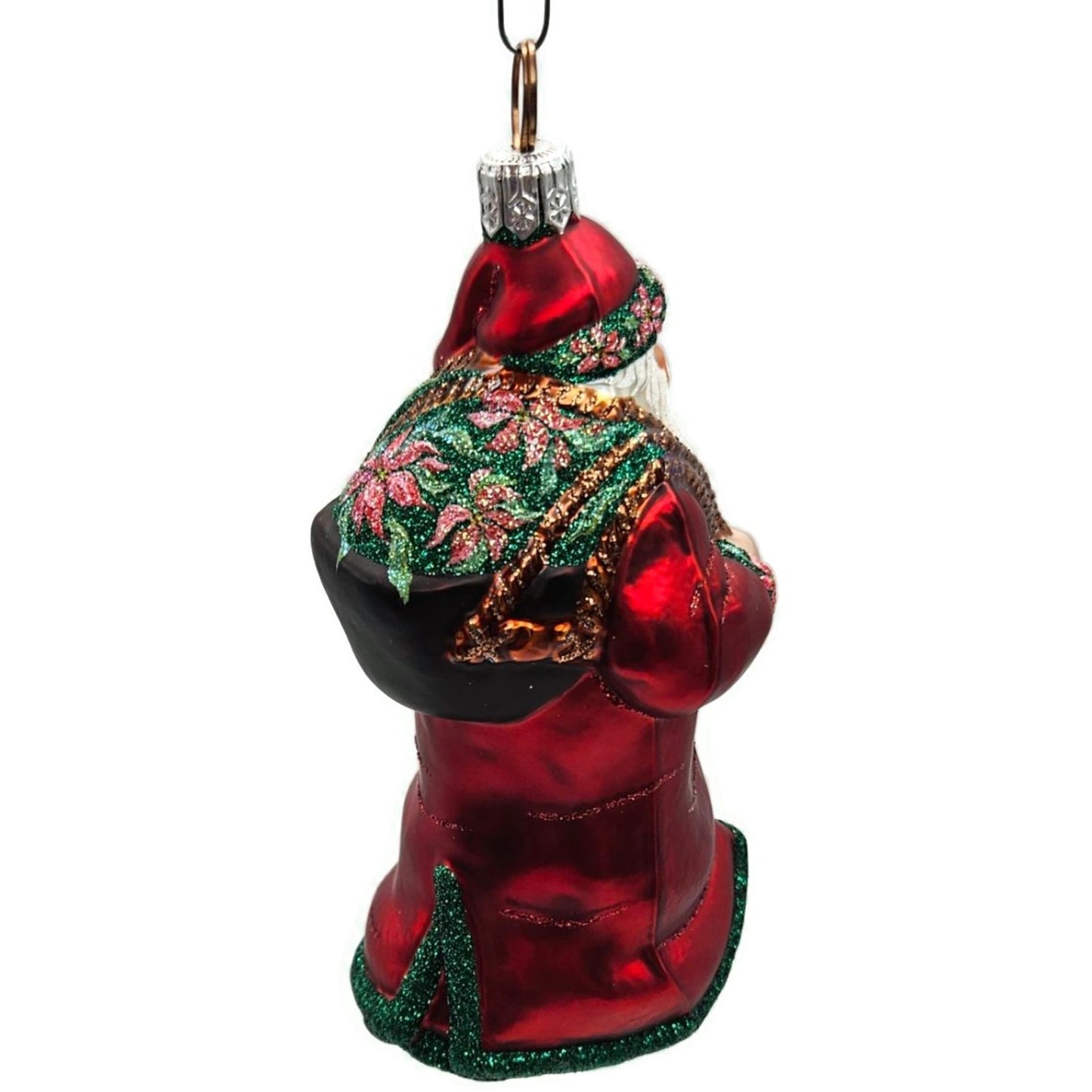 Patricia Breen Wayfaring Santa Claus Poinsettia Matte Christmas Tree Ornament