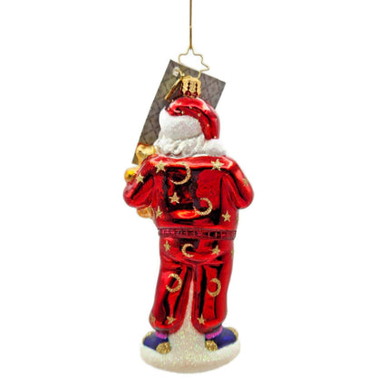 Christopher Radko Bedtime Santa Teddy Bear Stars Moon Christmas Ornament 1016169