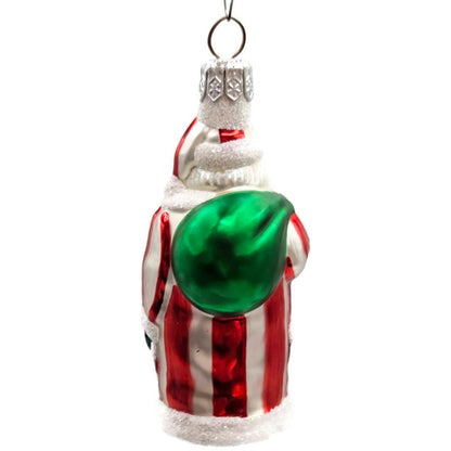 Patricia Breen Miniature Striped Santa Claus Red White Christmas Tree Ornament