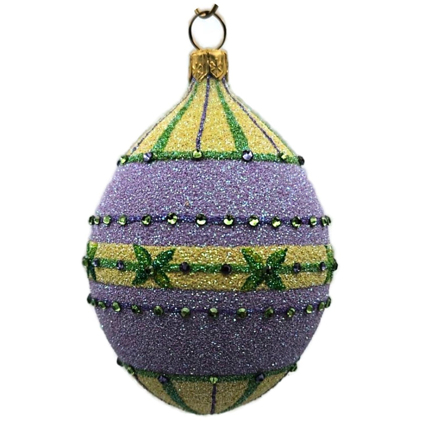 Patricia Breen Pansy Egg Yellow Green Striped Flowers Easter Ornament CATZ
