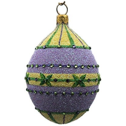 Patricia Breen Pansy Egg Yellow Green Striped Flowers Easter Ornament CATZ
