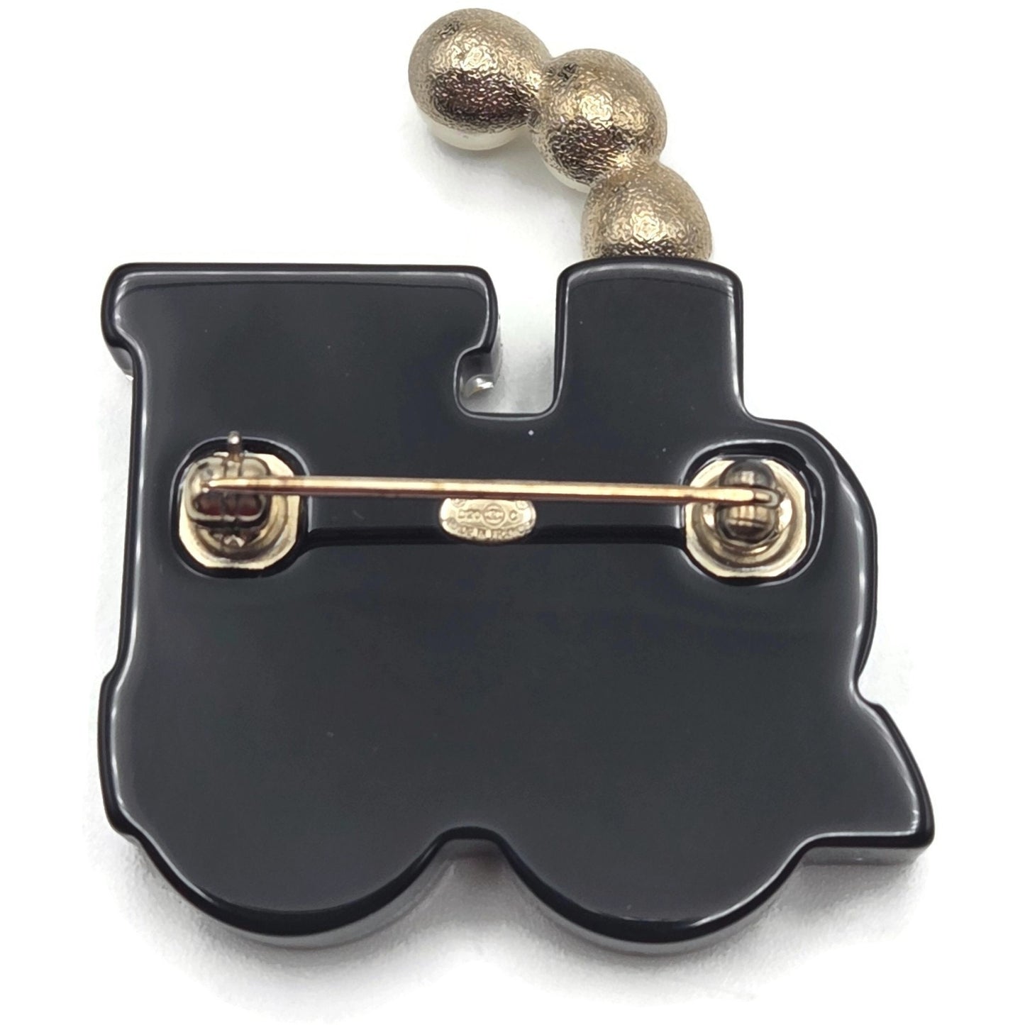 Coco Chanel Train Brooch 20C AB3237 Blue Black Gold Pearl CC Logo Rare