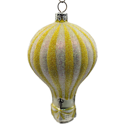 Patricia Breen Petite Balon Lemon Hot Air Balloon Yellow Striped Spring Ornament