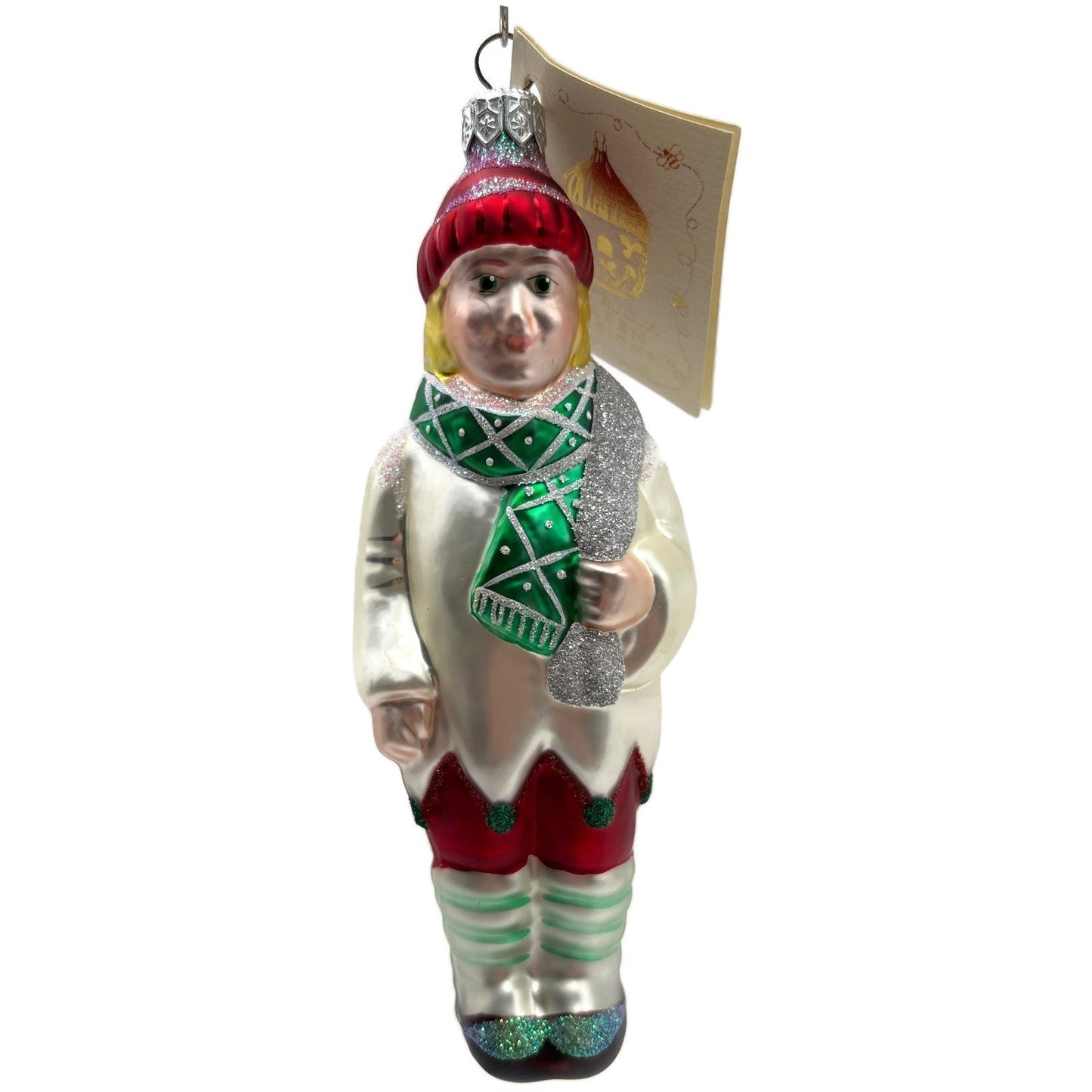 Patricia Breen Jack Frost Red Green Scarf Silver Winter Christmas Ornament 9628