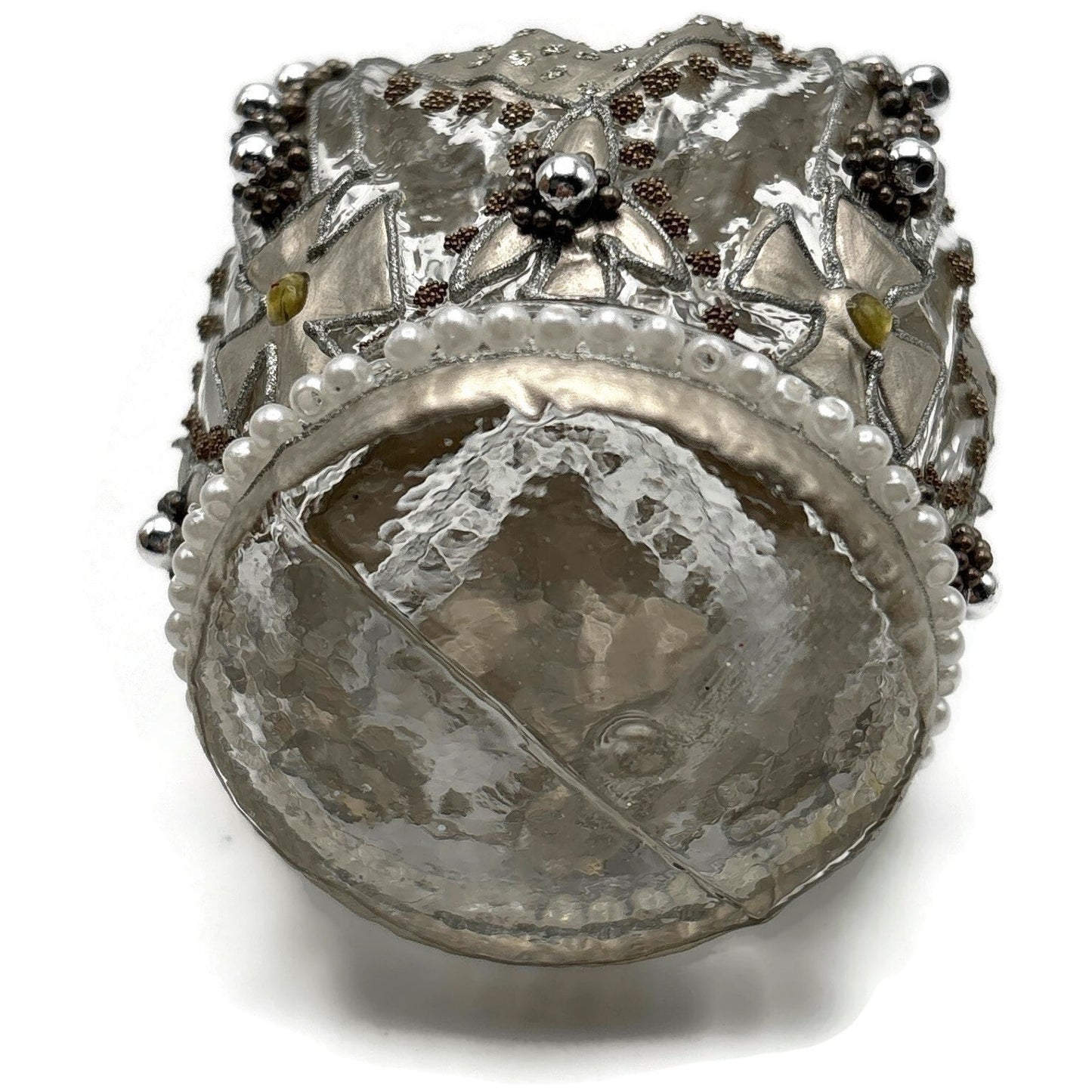 Nordstrom at Home Silver Jeweled Crown Hand Blown Glass Christmas Ornament
