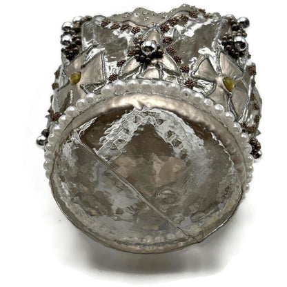 Nordstrom at Home Silver Jeweled Crown Hand Blown Glass Christmas Ornament