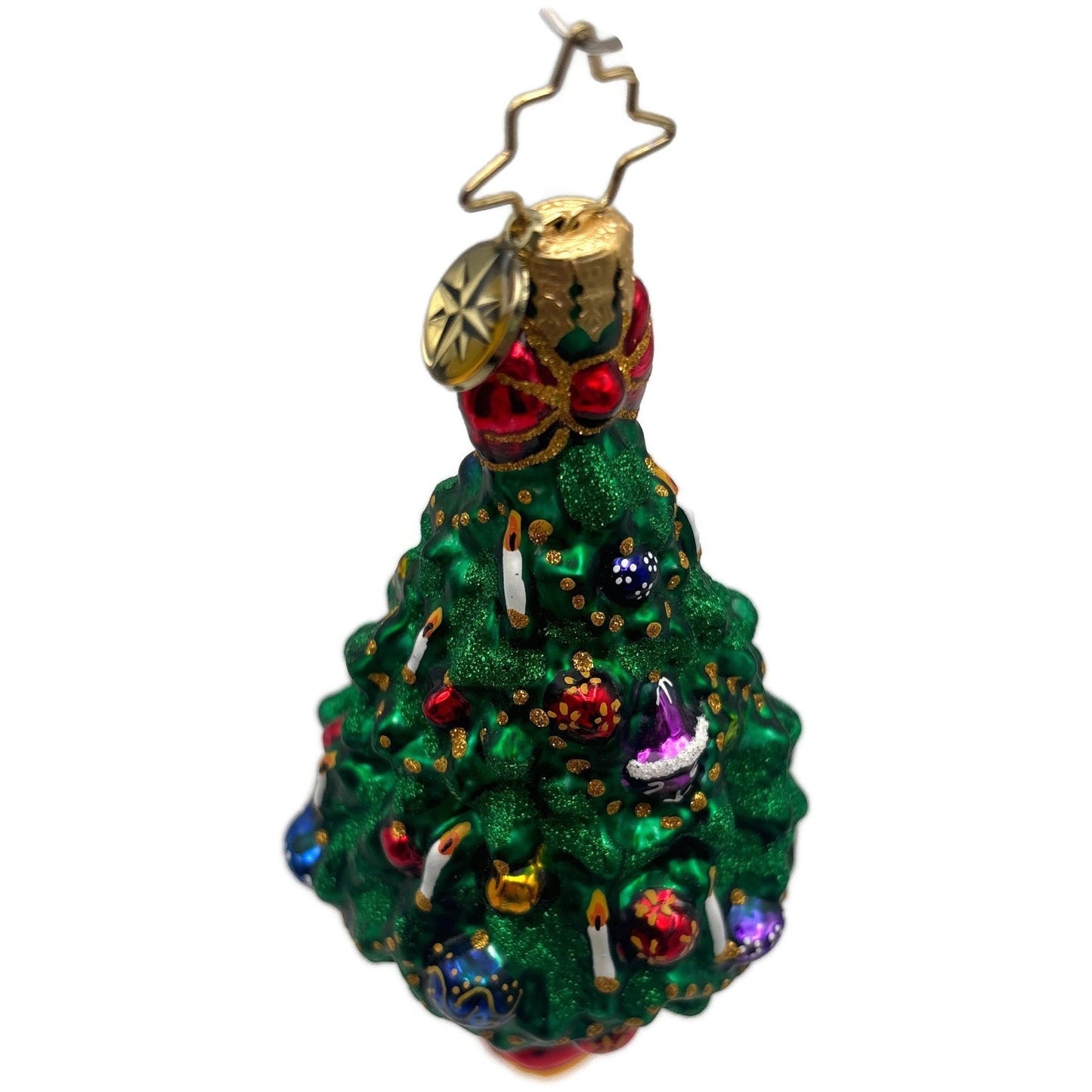 Christopher Radko Christmas Tree With Santa Boot Base Green Holiday Ornament
