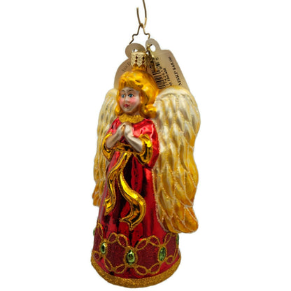 Christopher Radko Holiday Herald Angel Ornament 1015108 Red Gold Wings Christmas