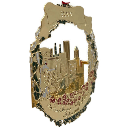 Portland Ornament 2000 City of Roses Skyline Floral Gold Plated Christmas Gift