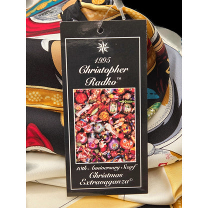 Christopher Radko Signed 1995 Christmas Extravaganza 10th Anniversary Silk Scarf