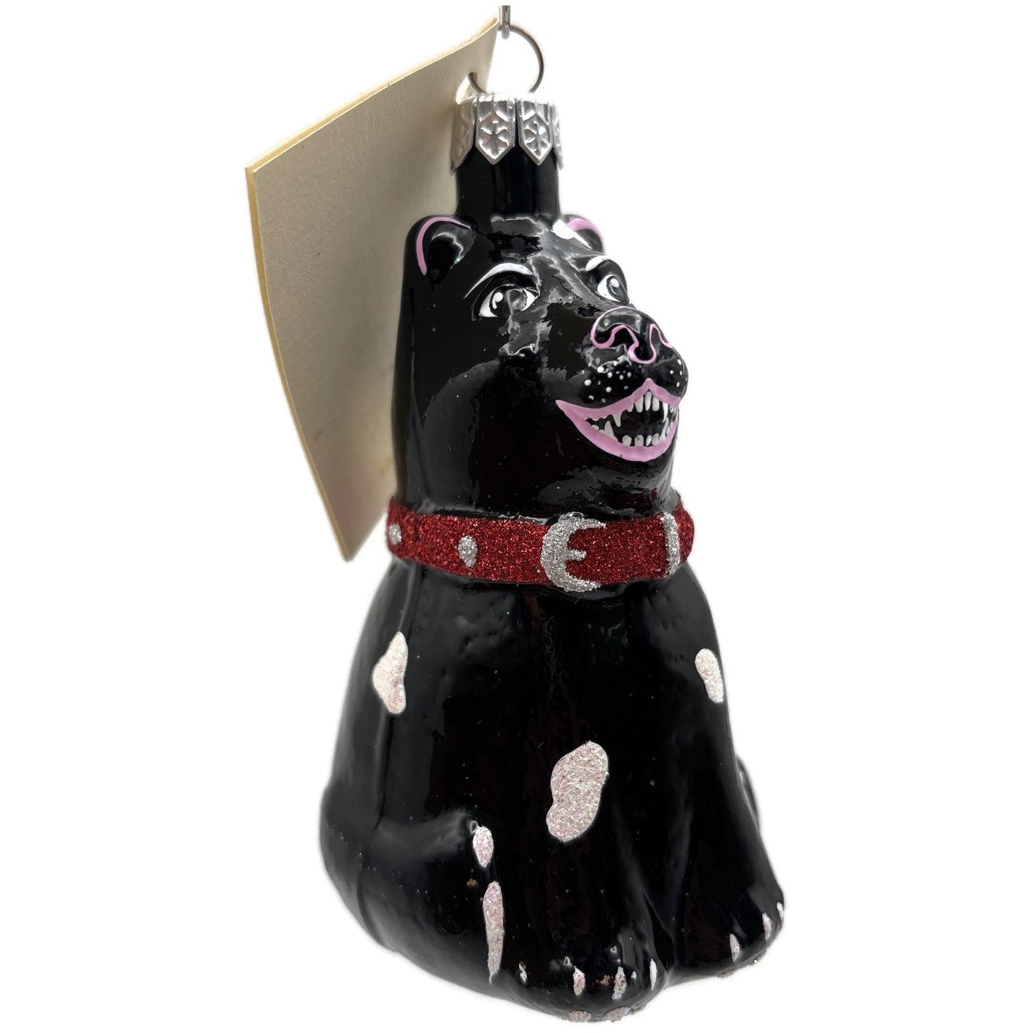 Patricia Breen Laughing Dog Black Fangs Sitting Pet Christmas Tree Ornament