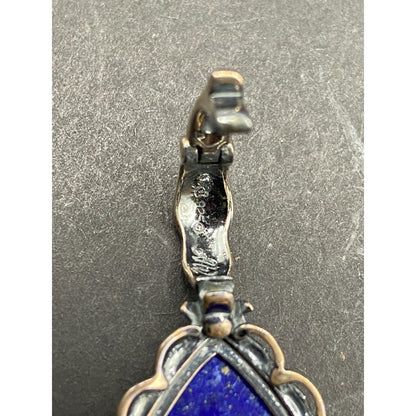 Carolyn Pollack Carved Lapis Lazuli Pear Shaped Pendant 925 Sterling Silver