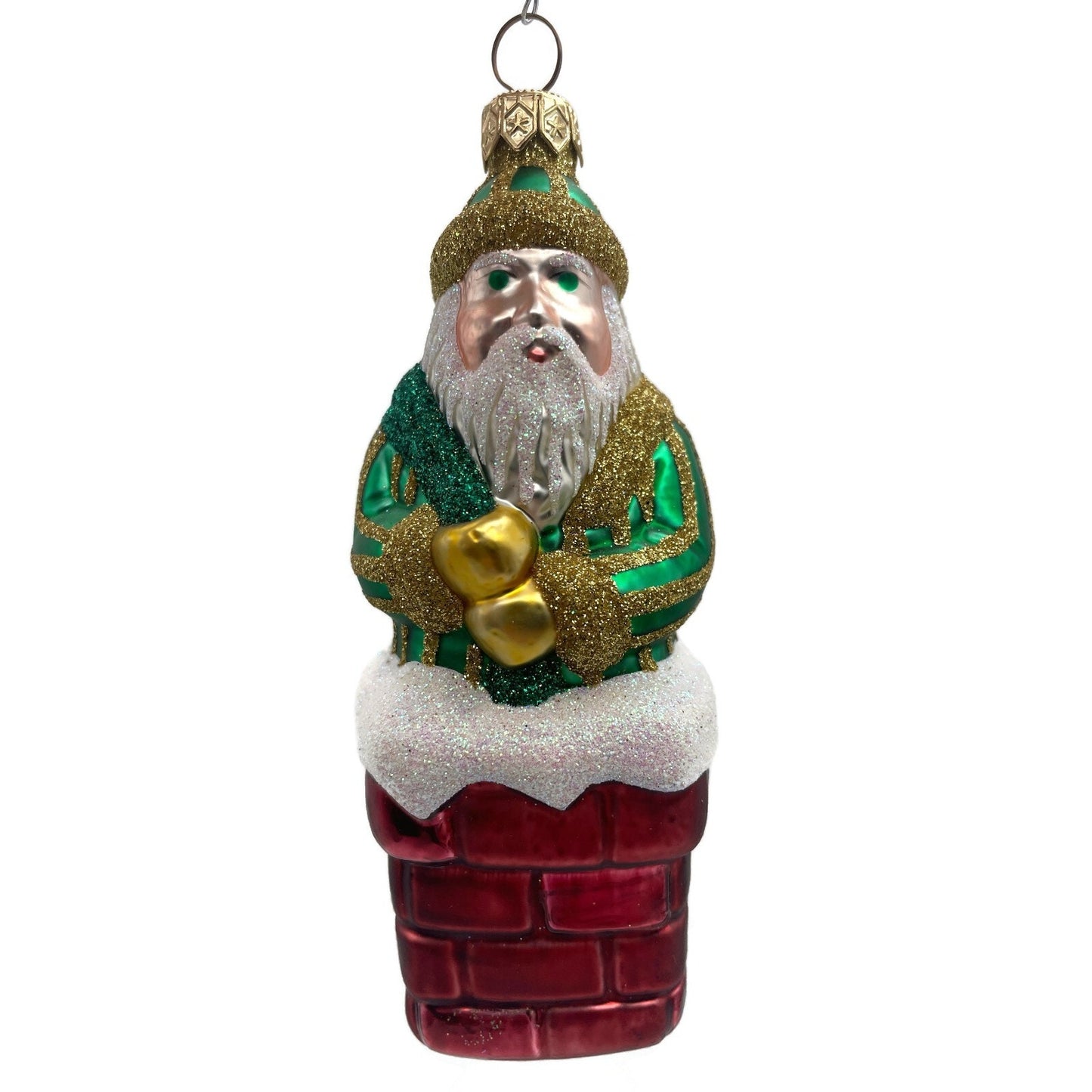 Patricia Breen Here Comes Santa Claus Green Stripes Variant Christmas Ornament