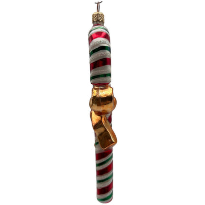 Christopher Radko Candy Wrap Gold Bow Stiped Christmas Tree Ornament 99-002-0