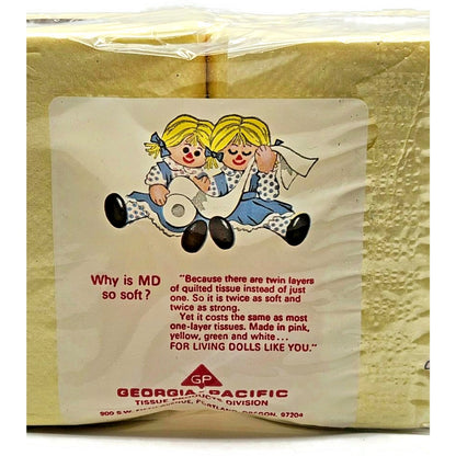 Vintage MD Toilet Paper Yellow Twin Quilted Bathroom Tissue 2 Rolls 2 Ply NEW