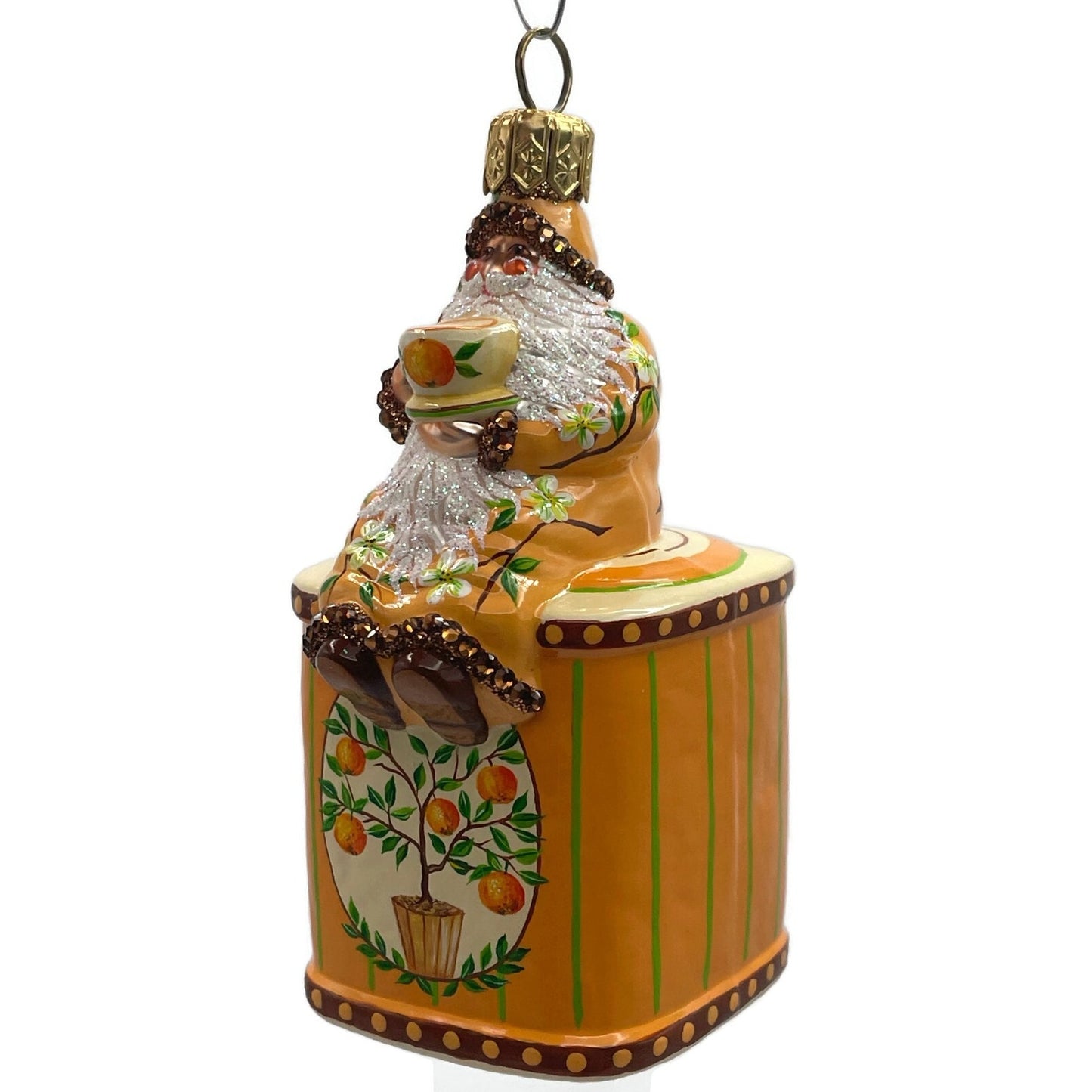Patricia Breen Tea Time Santa Orange Spice Spring Christmas Holiday Ornament