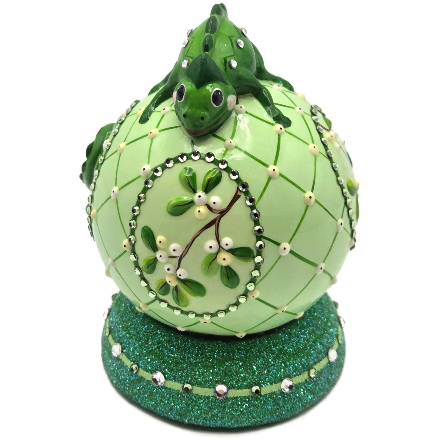 Patricia Breen Chameleon Cachette Mistletoe Floral Candy Container Christmas