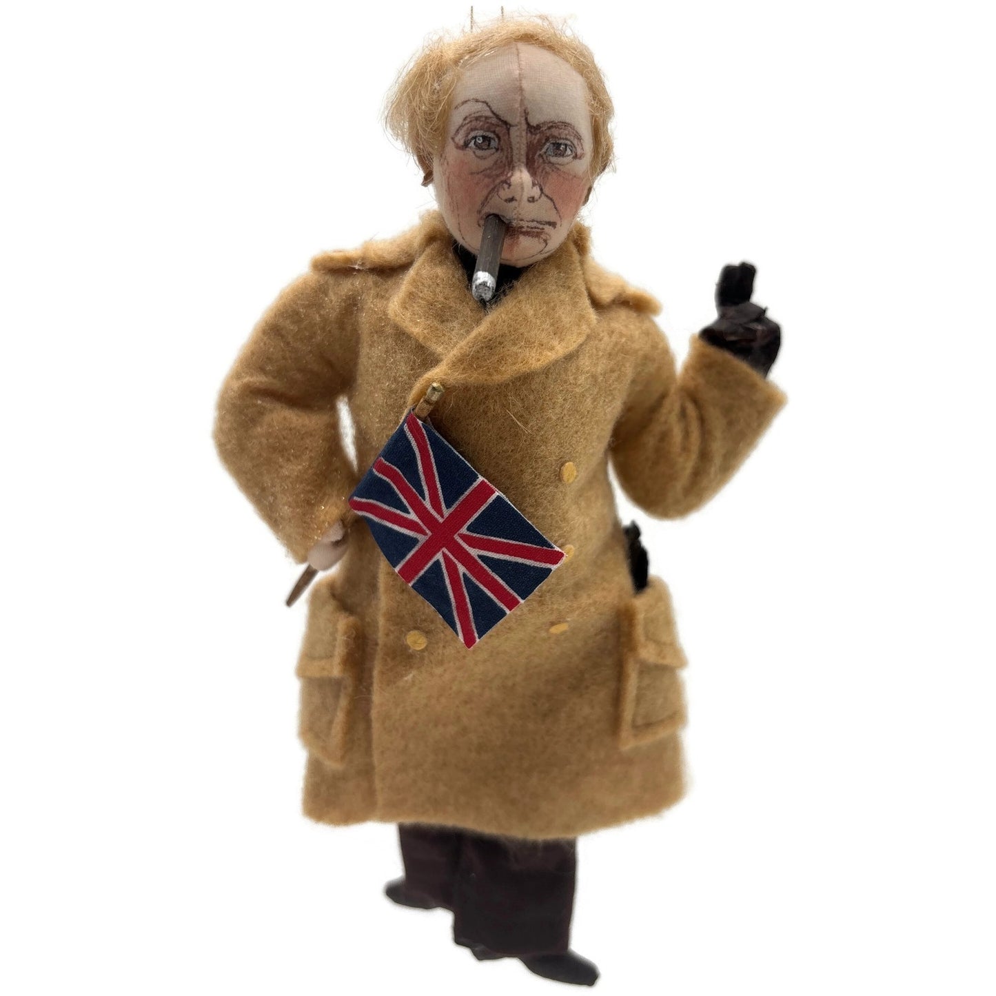 Gladys Boalt Winston Churchill Handcrafted Fabric Christmas Tree Ornament Signed