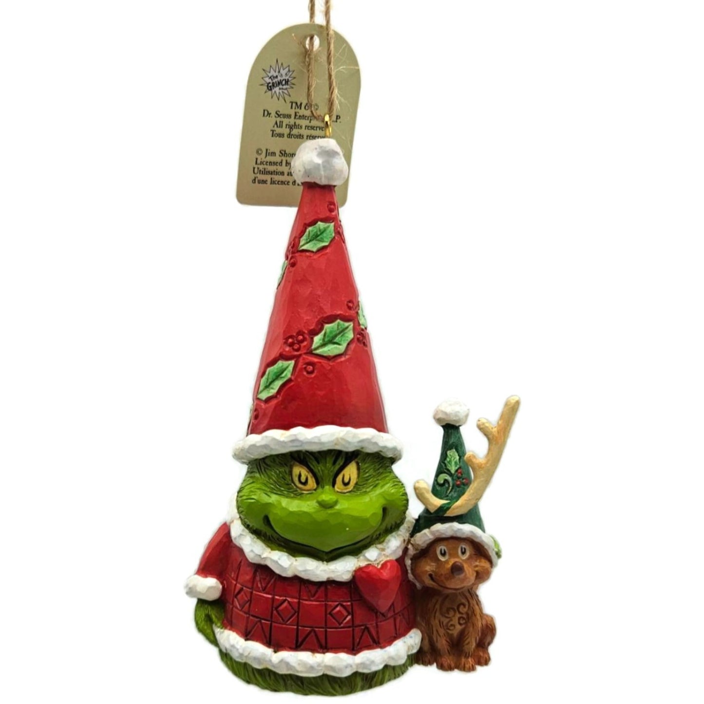 Jim Shore Dr. Seuss Grinch Gnome with Max Dog Enesco Christmas Ornament 6015228