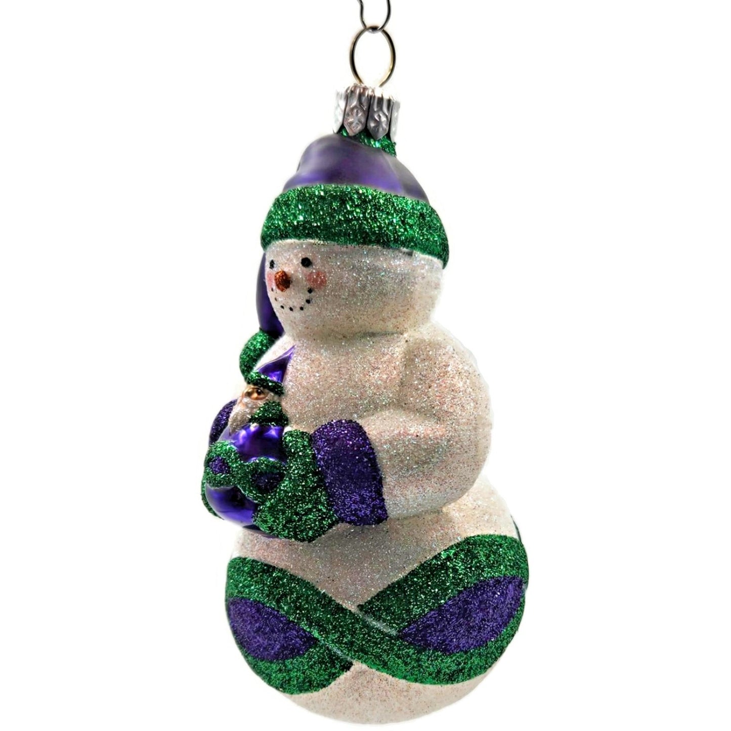 Patricia Breen Faberge Snowman Purple Green Winter Christmas Tree Ornament