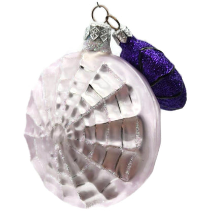 Patricia Breen Victorian Spider Web Lavender Black Glass Halloween Ornament 9650