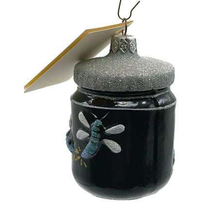 Patricia Breen Firefly Jar Black Bugs Silver Rim Spring Christmas Tree Ornament