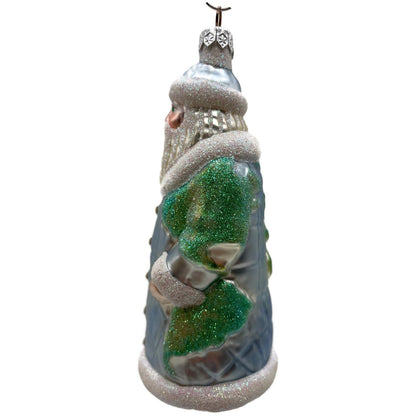 Patricia Breen Global Santa Glittered Continents Blue Green Christmas Ornament
