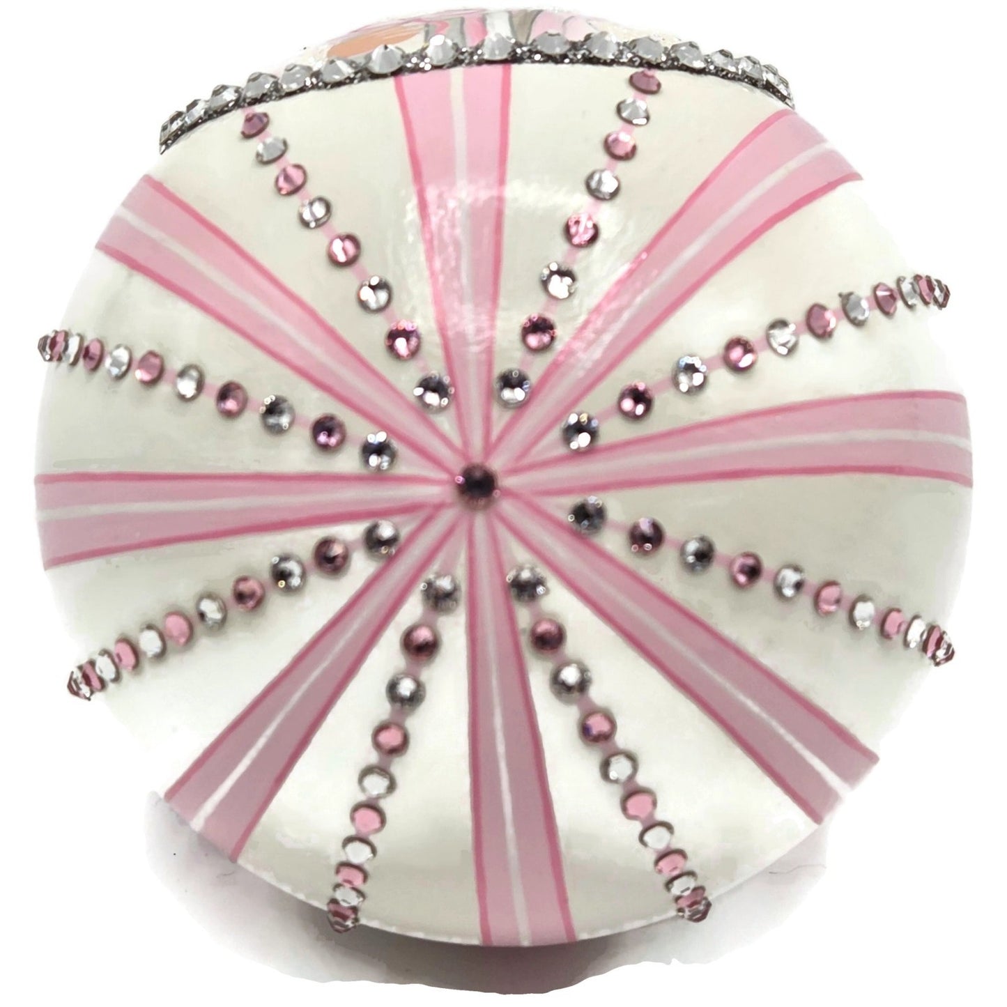 Patricia Breen Beguiling Orb Striped Pink Santa Claus Christmas Ornament CATZ VR