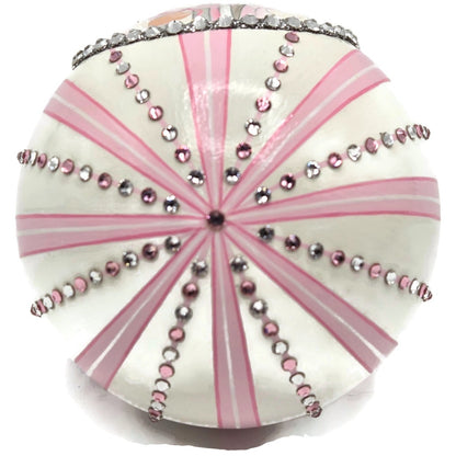 Patricia Breen Beguiling Orb Striped Pink Santa Claus Christmas Ornament CATZ VR