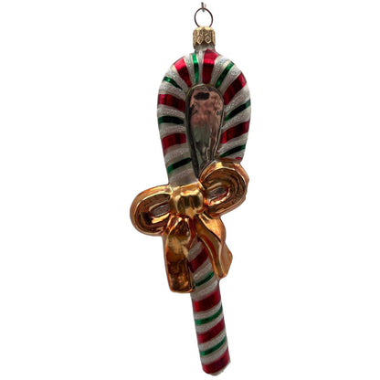 Christopher Radko Candy Wrap Gold Bow Stiped Christmas Tree Ornament 99-002-0