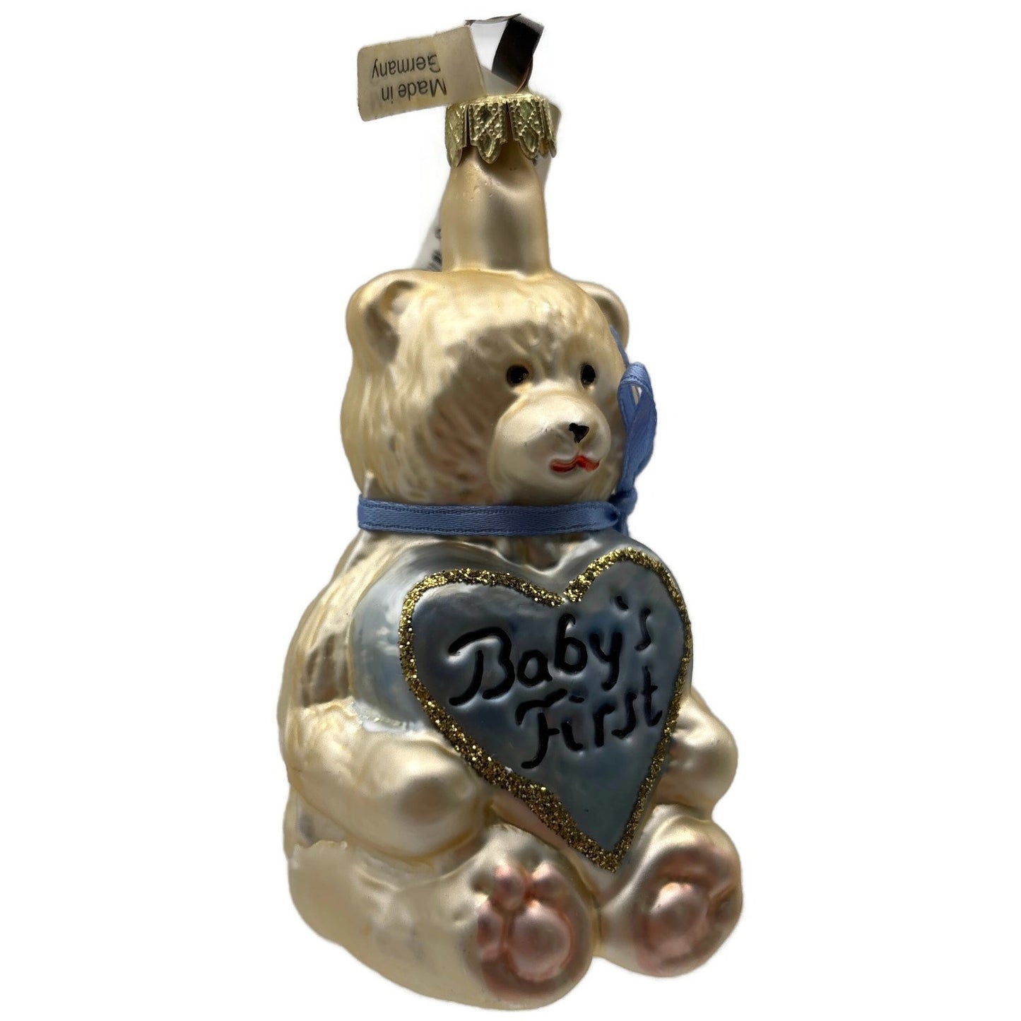 Babys First Teddy Bear Blue Heart Christmas Ornament Midwest of Cannon Falls