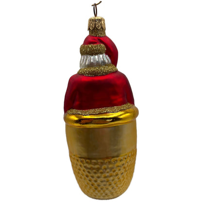 Patricia Breen Thimble Santa Glittered Sewing Seamstress Christmas Ornament