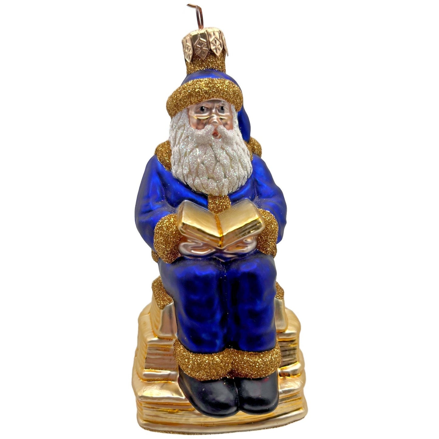 Patricia Breen Santa Reads Blue Stories Old And New Christmas Tree Ornament