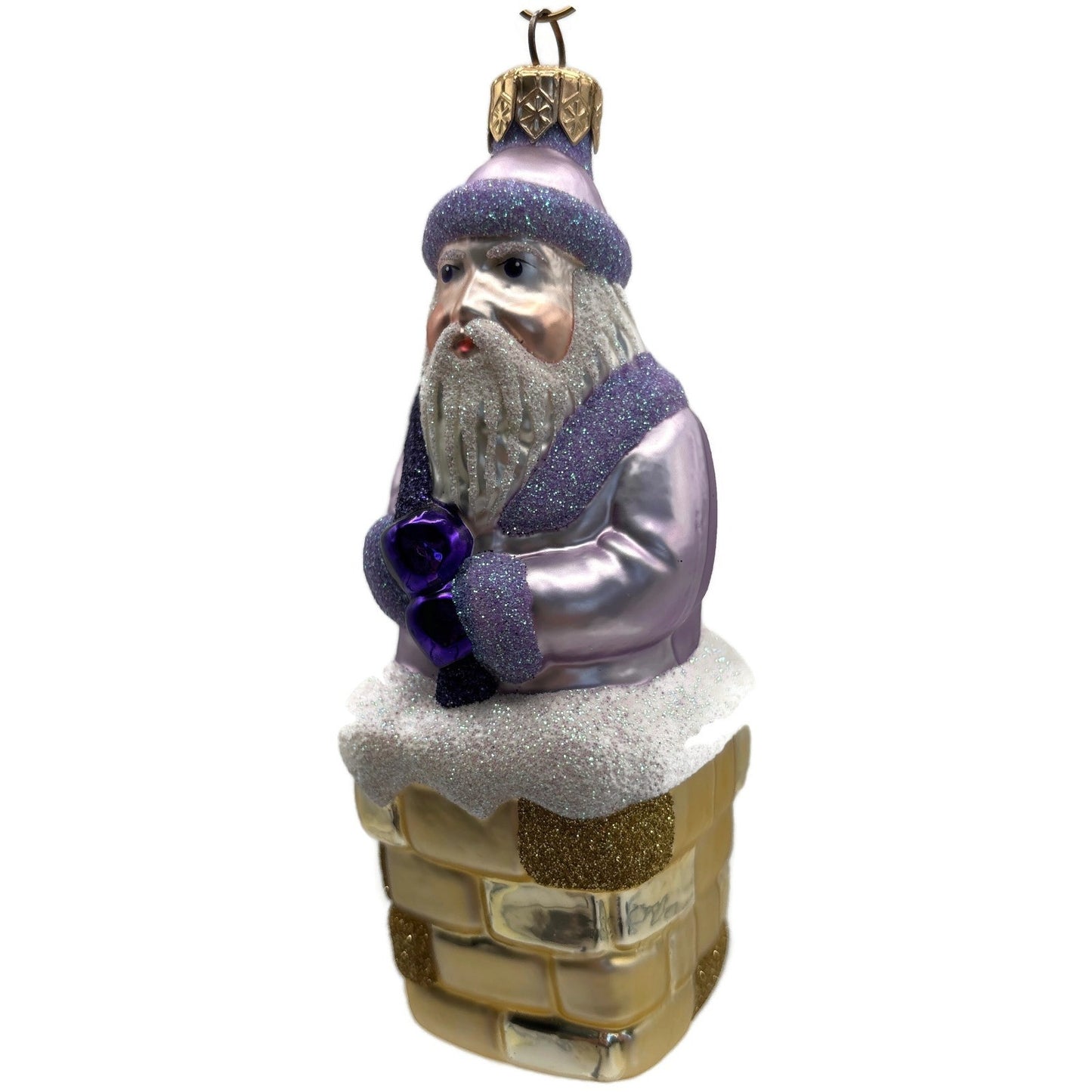 Patricia Breen Here Comes Santa Claus Lavender Gold Chimney Christmas Ornament