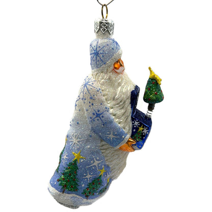 Patricia Breen Jack In The Box Santa Blue Snowflakes Christmas Tree Ornament NM