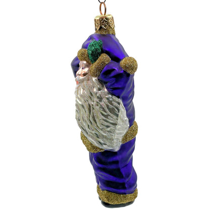 Patricia Breen Hold Onto Your Hat Purple Santa Claus Christmas Tree Ornament